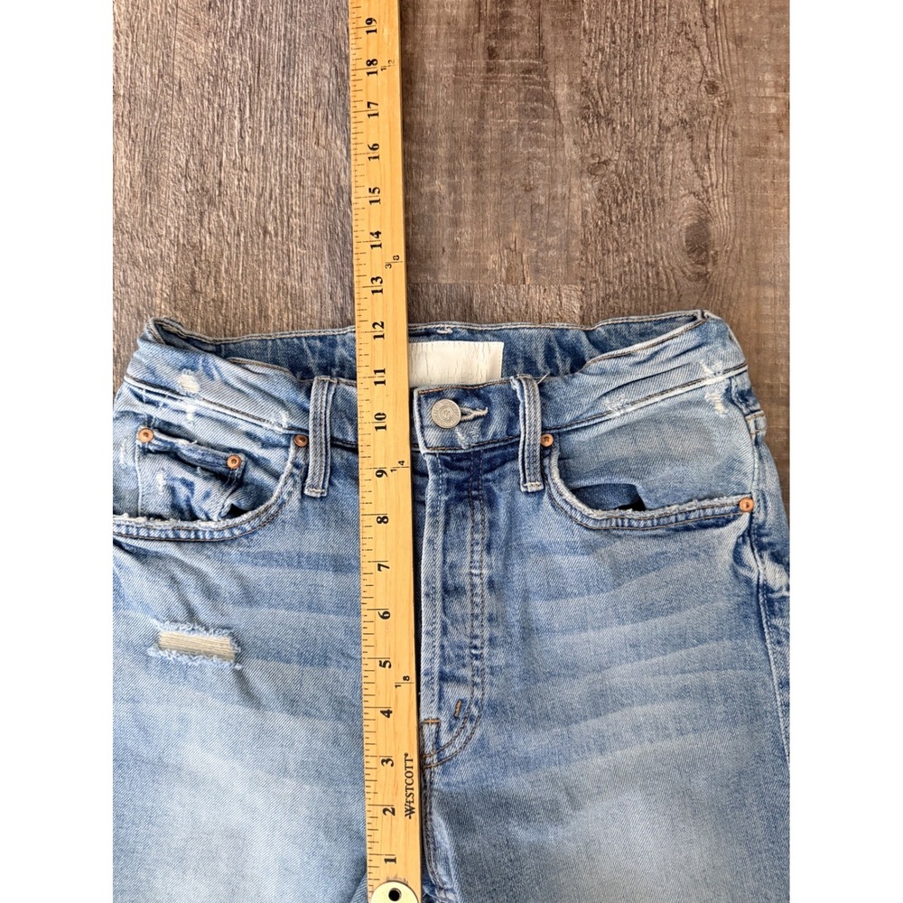 Mother Superior High Waisted Straight Leg Distressed Jeans Light Wash Size 26 - Picture 15 of 16